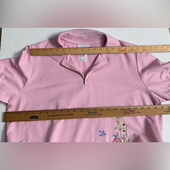 Hoodies Alfred Dunner Pink garden scene Cottagecore Grannycore Sweatshirt WomenL - Picture 4 of 12